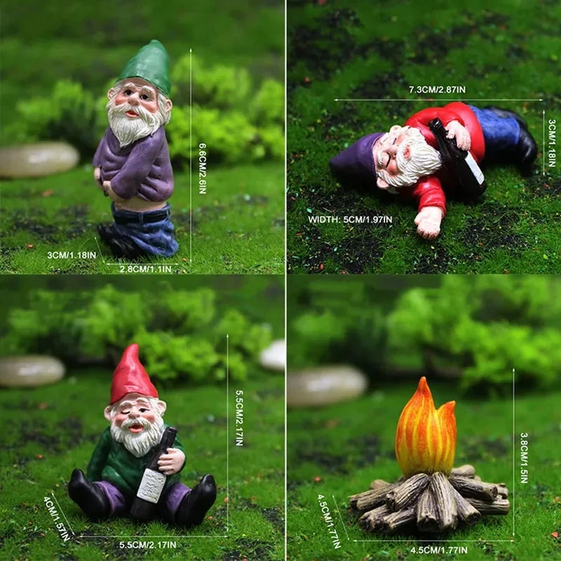 White Bearded Old Man Dwarf Sculpture Creative Urinating Gnome Statue Resin Crafts Garden Courtyard Home Decoration Accessories