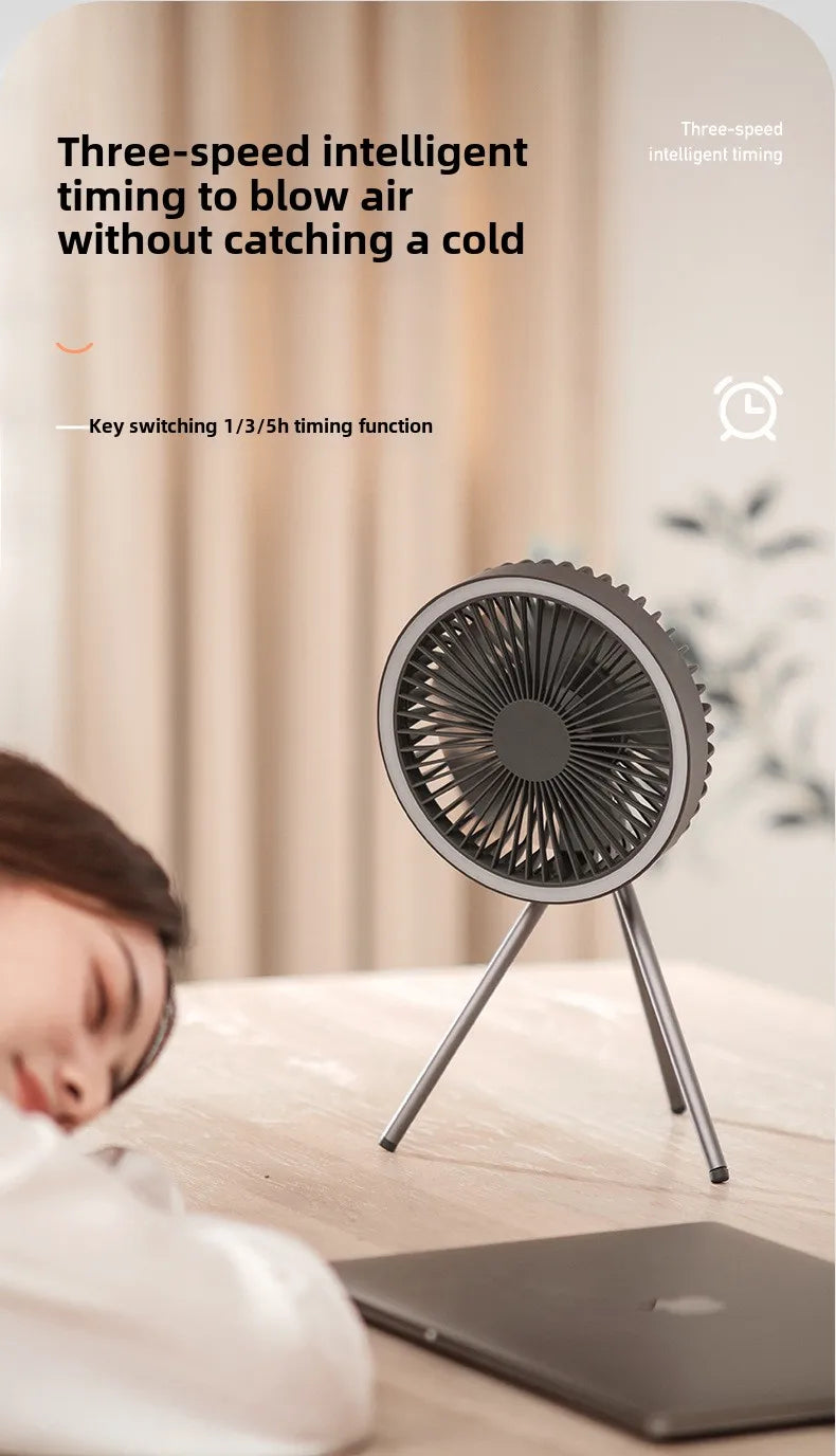 New 10000mAh Camping Fan with Power Bank LED Lighting Rechargeable Desktop Portable Circulator Outdoor Ceiling Electric Fan 2025