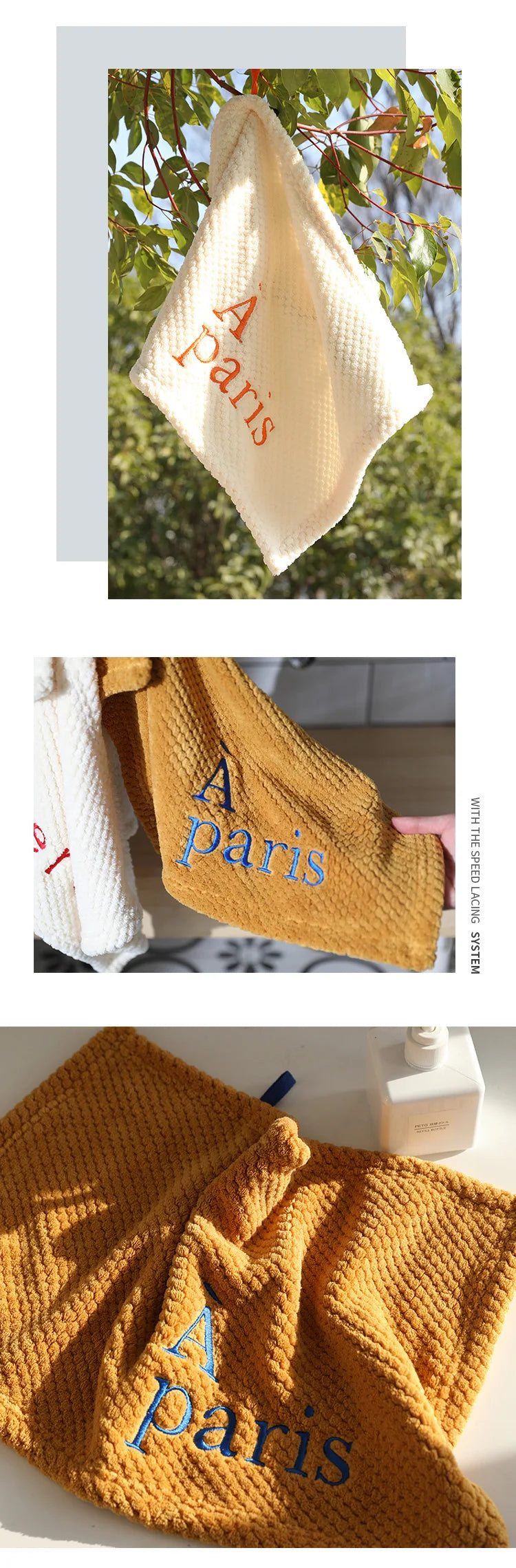 Hand Towel Embroidered Letter Soft Absorbent Bathroom Kitchen Cleaning Cloth Small Square Towel Hair Drying Wholesale Price