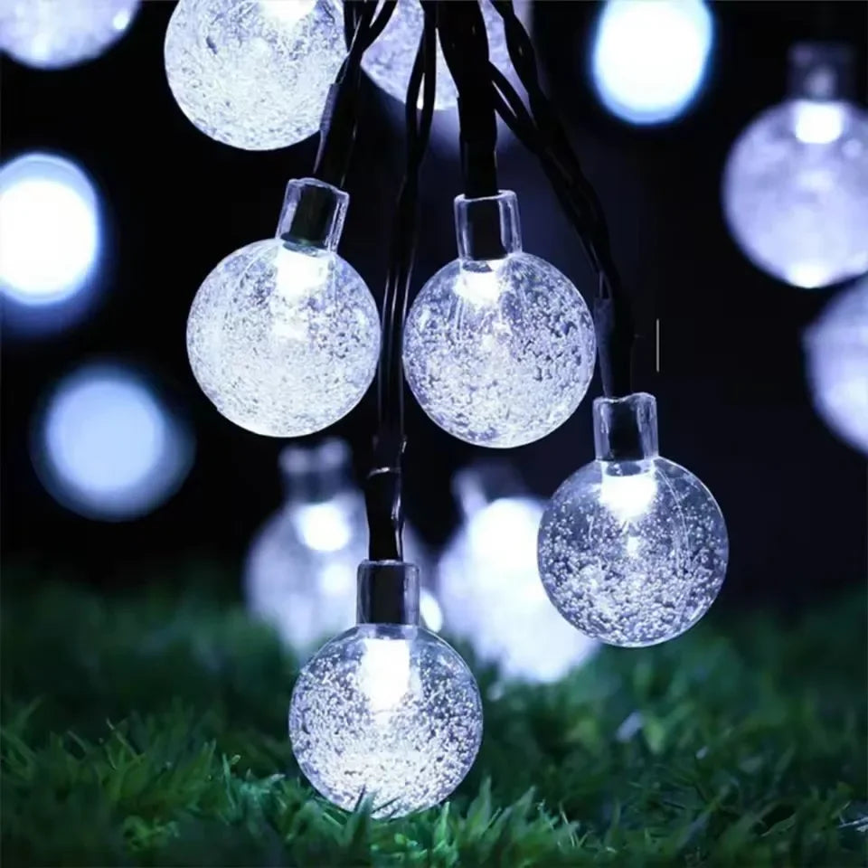 1PCS Solar Crystal Globe LED String Lights 20/60 LED 8 Lighting Modes  Fairy Light Christmas Garland for Garden Party Decor