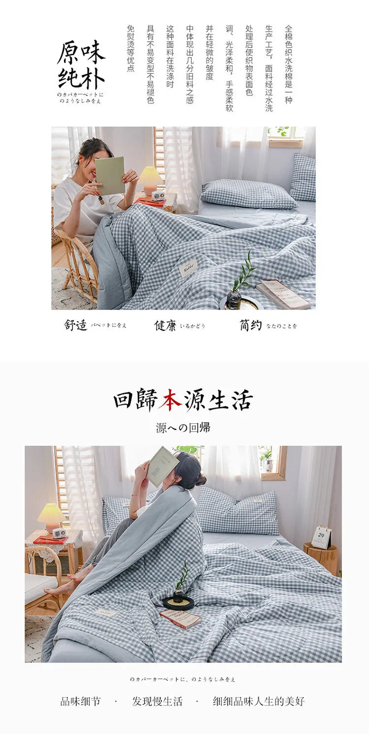 Soft Throw Striped Down Cotton Quilt Blanket Luxury For Cooling Summer Couch Cover Bed Machine Wash Bedspread