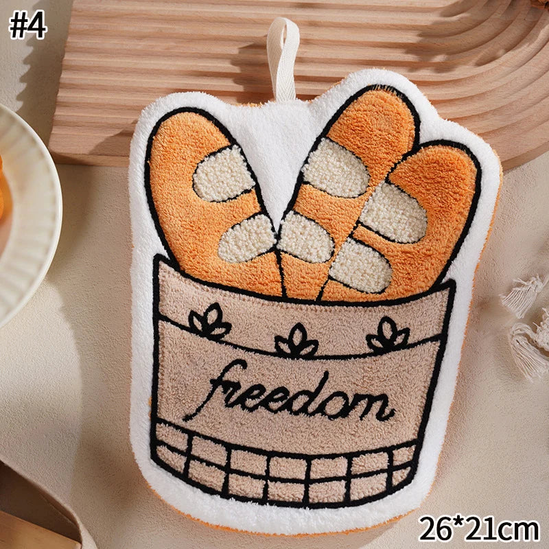 Hand Towel Absorbent Kitchen Towel Hand Cloth Bathroom Hand Cloth Cartoon Hand Towels Convenient Hanging Towel for Hand 핸드타올