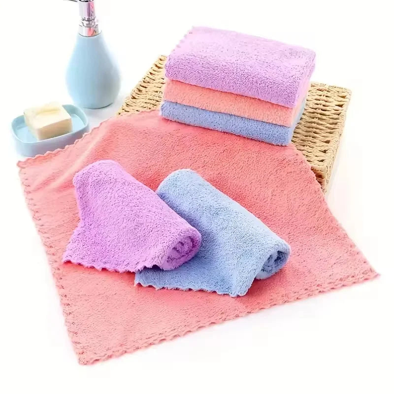 25*25cm Coral Velvet Quick Drying Microfiber Towels Cleaning Wipes Face Towels Square Washcloth Hand Towel Soft Water Absorption