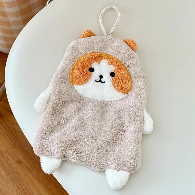Cartoon Kitty Hand Towel Bathroom Soft Water-absorbing Towel Coral Fleece Handkerchief Hanging Kitchen Washing Hand Cloth Rag