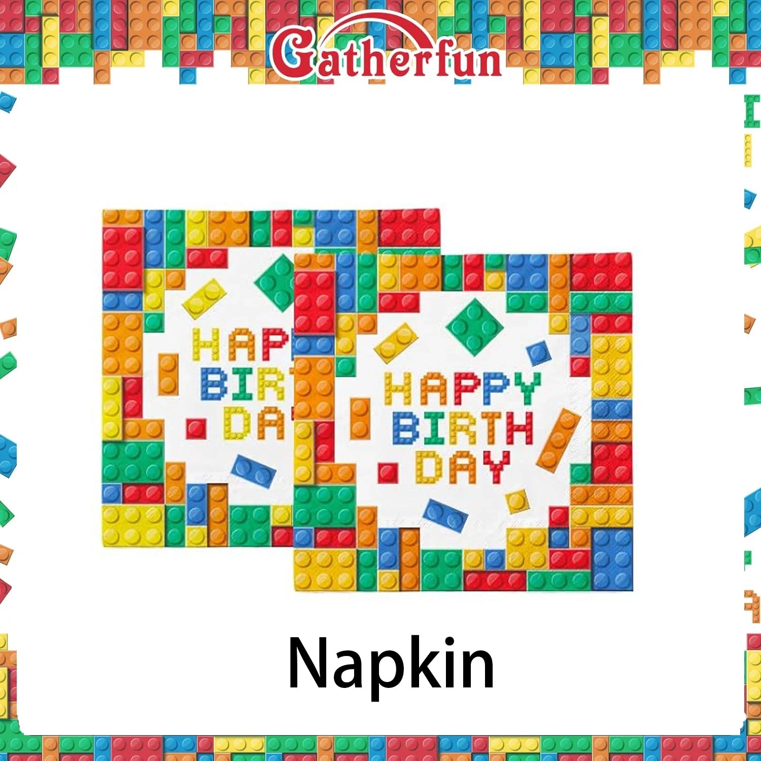 Building Block Tablecloth Theme Party Disposable Tableware Balloon Kid Boy and Girls Birthday Balloon Decor Baby Bath Products