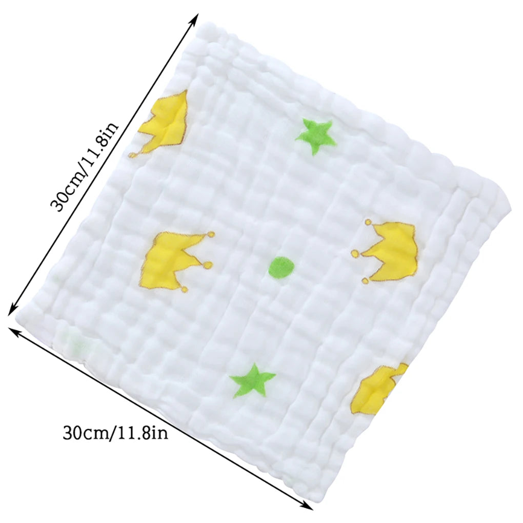 30*30cm Baby Saliva Towels 6 Layer Cotton Gauze Burp Cloth Cartoon Newborn Square Absorbent Feeding Bibs Washcloth Handkerchief