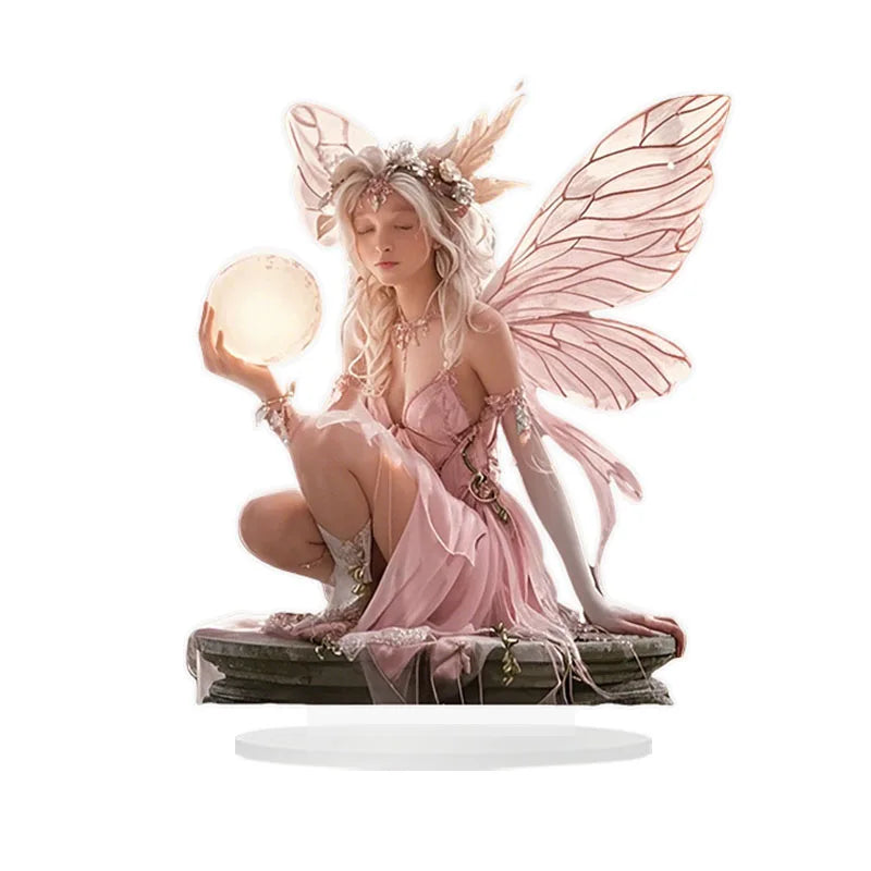 7in Acrylic fairy Tale Angel Elf Can Stand Tabletop Decoration Home Office Club cafe Decoration Friend Birthday Gift Photo Props
