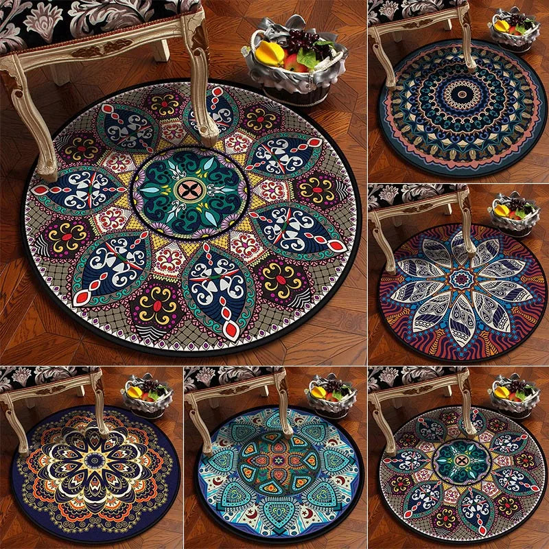 Bedroom Children's Room Home Decor Floor Mats Round Rugs Living  Mandala Non-Slip