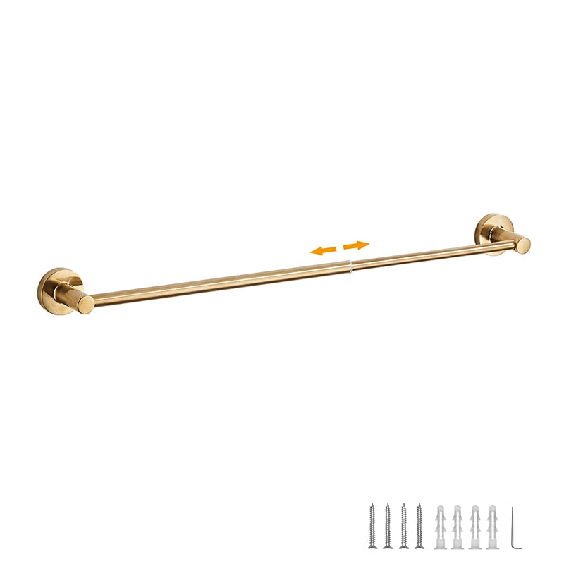 Bathroom Retractable Towel Single Bar Black, Chrome Single Towel Rack Extended Drying Towel Hanging Bar Bathroom EL81024