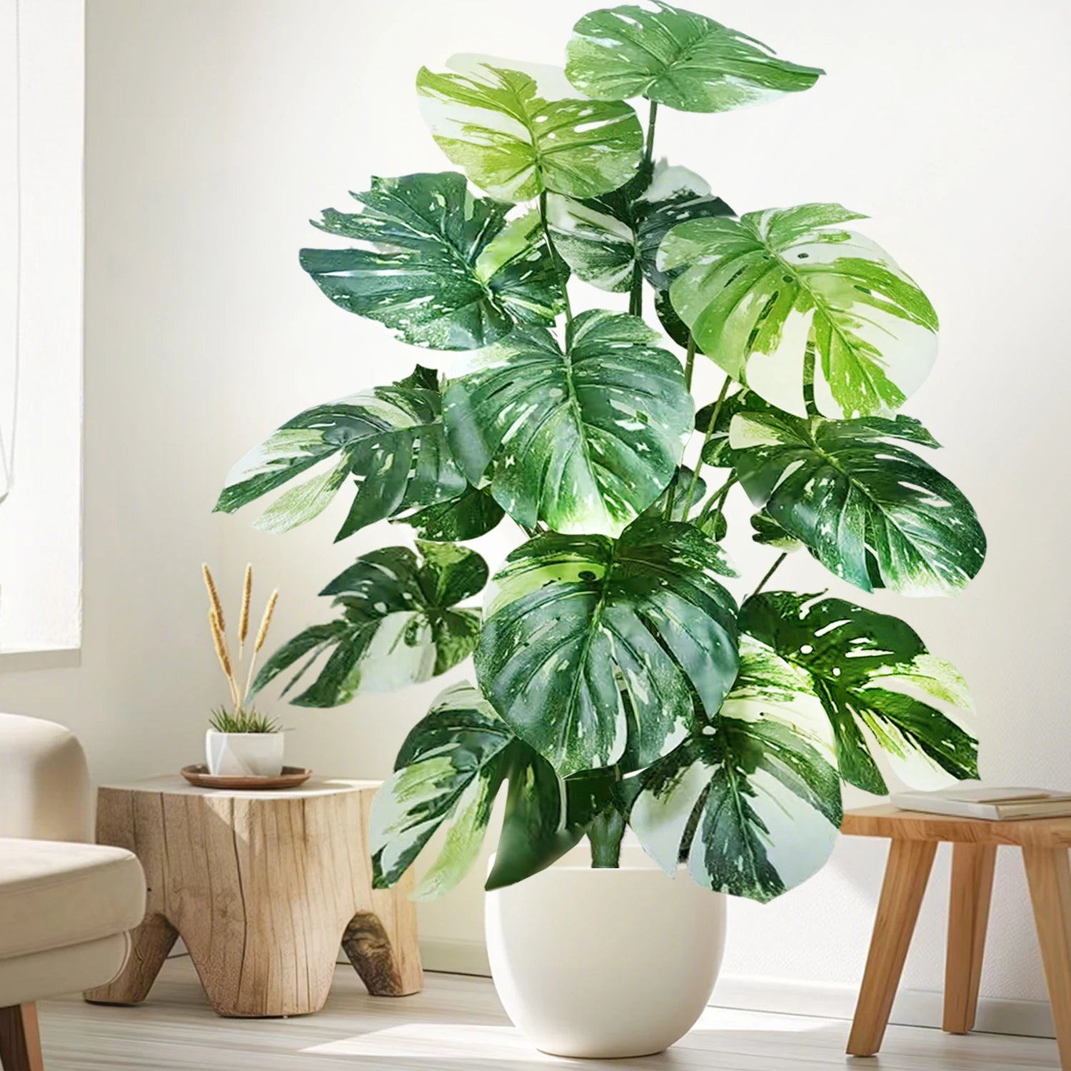 40-103cm /40.5in Artificial Monstera Plants Fake Palm Tree Plastic Turtle Leaves Green Tall Plants For Home Garden Room Decor