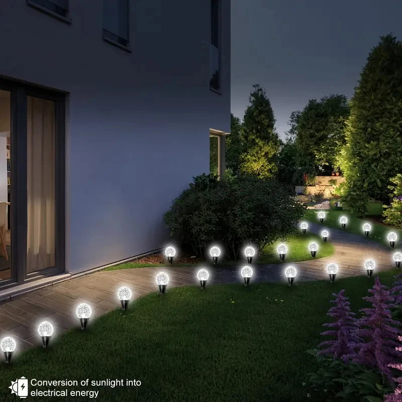 Solar Crystal Globe Pathway Lights 30LEDS Waterproof Outdoor Garden Pilot Light String for Lawn Party Wedding Christmas Decor