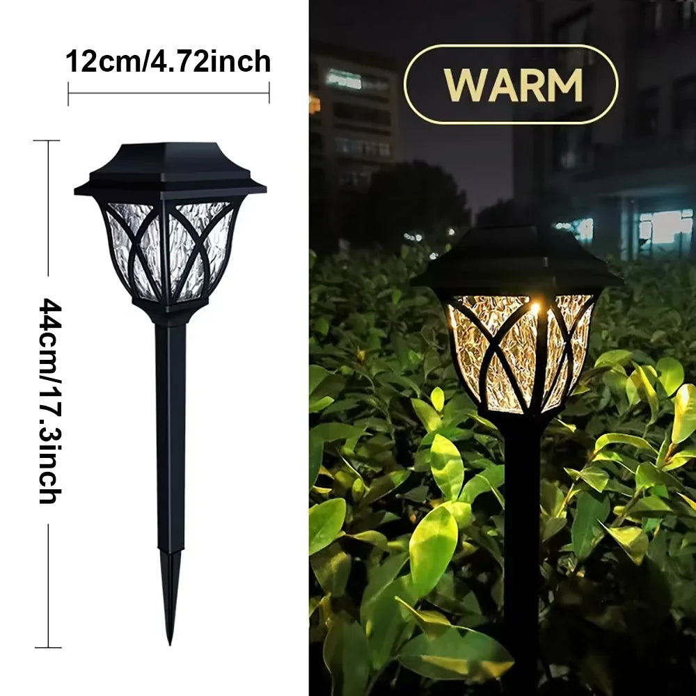 2pcs LED Solar Lawn Lights Outdoor Waterproof Garden Pathway Lamps Warm Light for Villa Courtyard Landscape Decoration Miflame