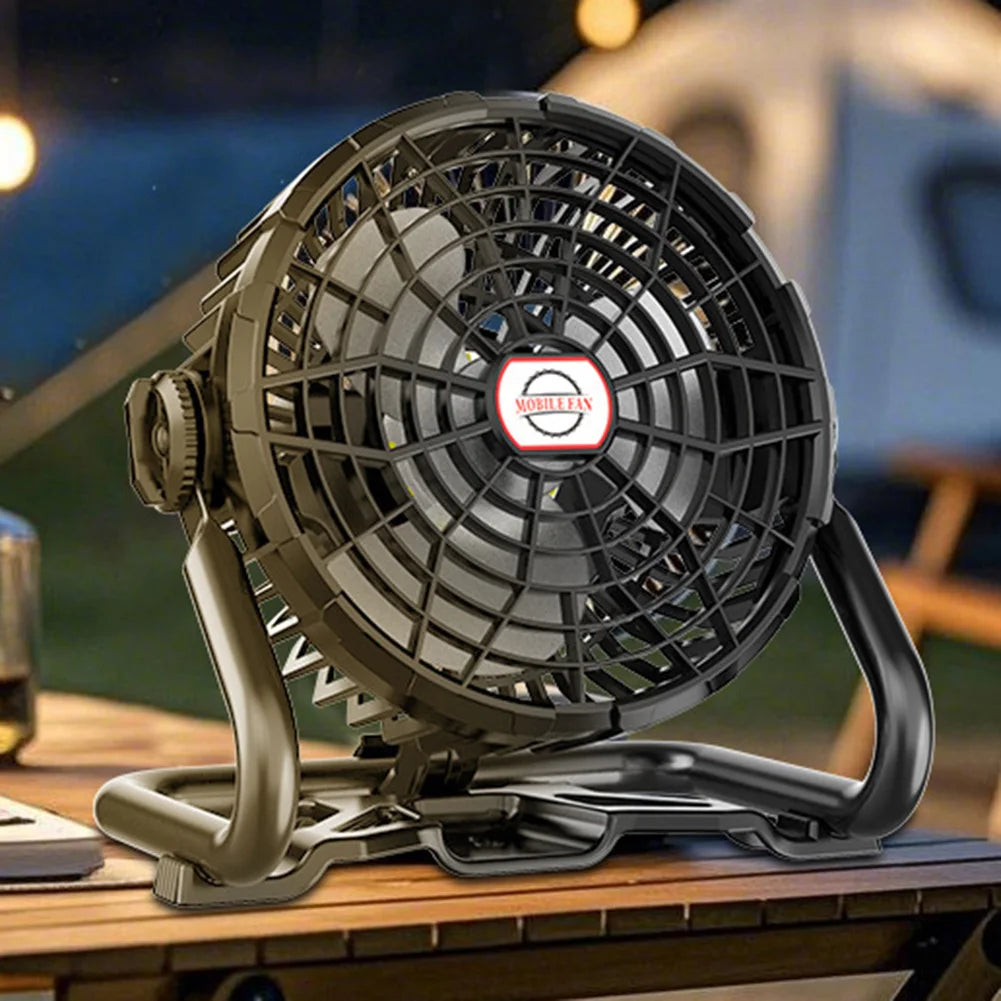 Portable Camping Fan with LED Camping Lamp USB Rechargeable Outdoor Tent Fan 4400mAh Camping Air Circulators for Fishing Picnic