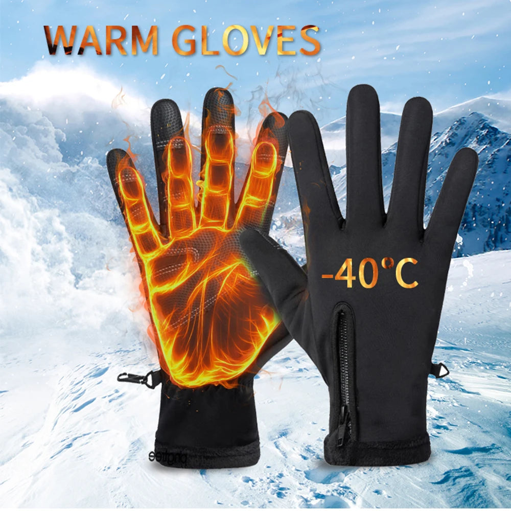Motorcycle Gloves Winter Thermal Fleece Lined Winter Cold-proof Full Finger Military Glove Waterproof Riding Accesso