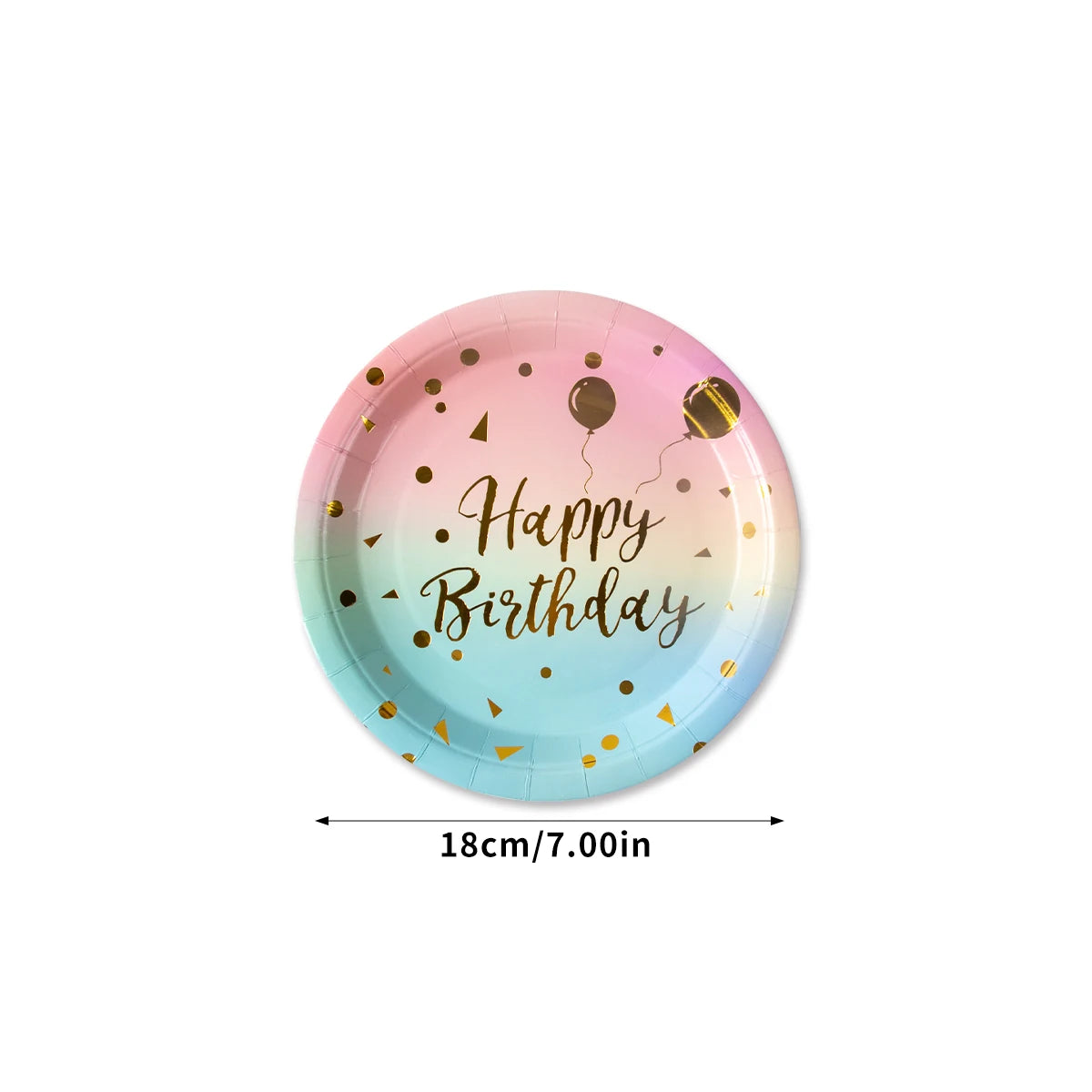 Rainbow Pastel Disposable Tableware Set Gold Glitter Happy Birthday Pattern Paper Plate Cup Napkins for Birthday Party Supplies