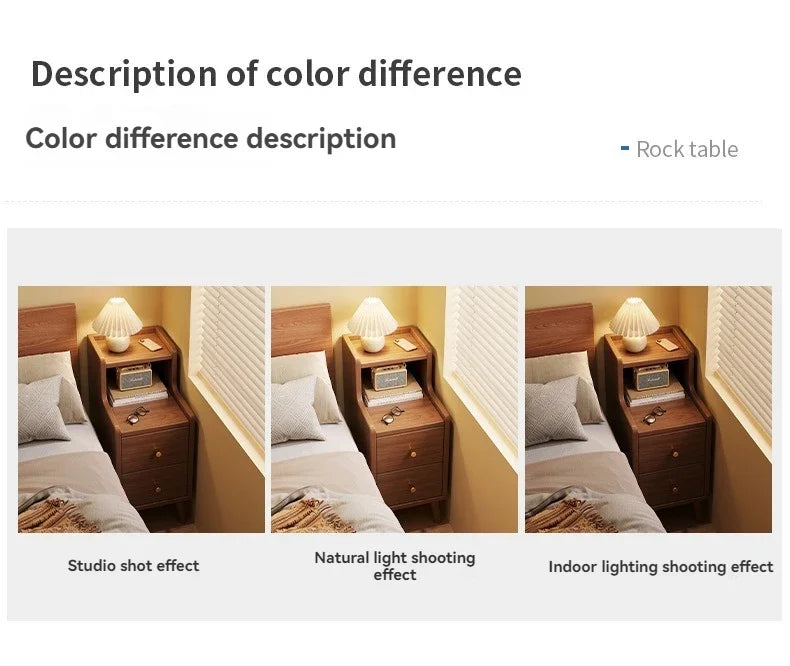 Bedside cabinet, household small bedroom storage, narrow cabinet, mini storage shelf, solid wood color, multi-purpose storage