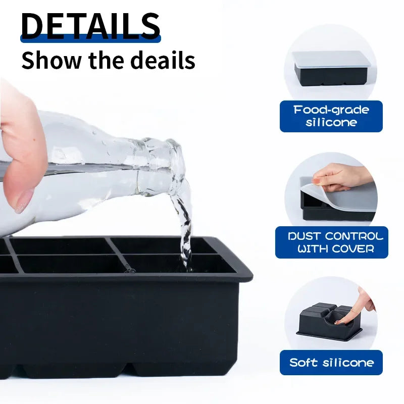 4/6/8/15Grids Silicone Ice Cube Molds Spherical Ice Cube Molds Ice Cream Ice Cube Making Machine Reusable Whiskey Ice Cube Molds