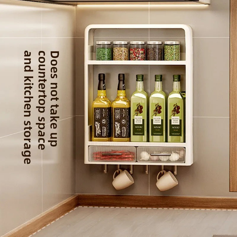 Kitchen Bathroom Wall Shelf Multi-layer Cupboard Seasoning Home Storage Rack Organizer Accessories Freestanding Space Saver