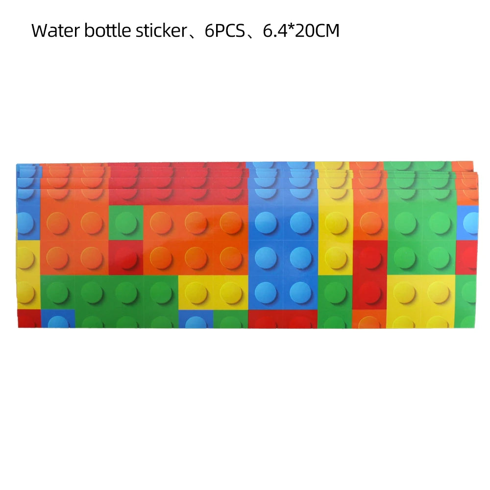 Building Block Tablecloth Theme Party Disposable Tableware Balloon Kid Boy and Girls Birthday Balloon Decor Baby Bath Products