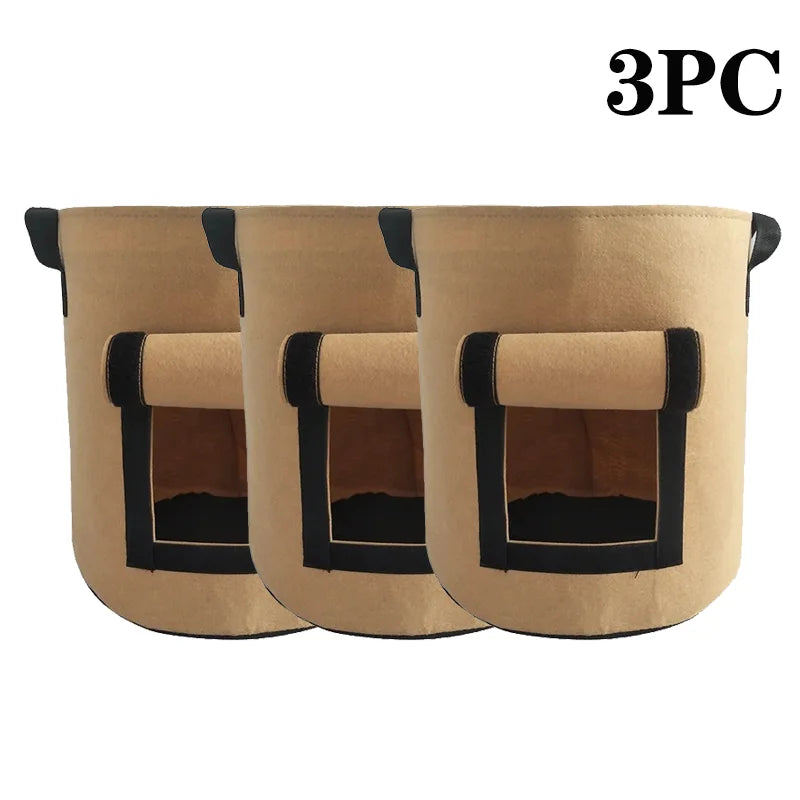 5/10Gallon Felt Plant Grow Bags Nonwoven Fabric Garden Potato Pot Greenhouse Vegetable Growing Bags Moisturizing Vertical Tools