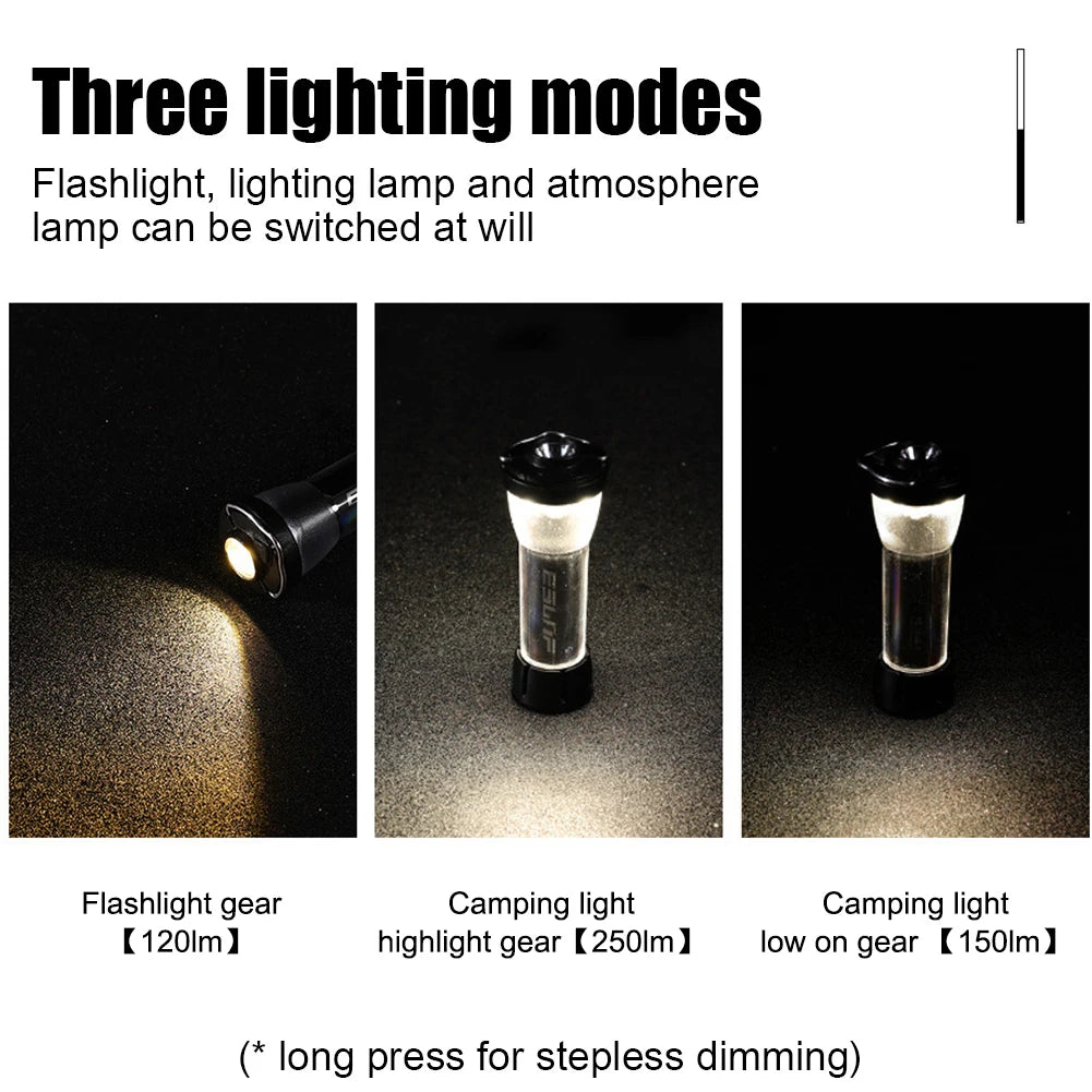 1-6pcs Black dog 2600mAh Lighthouse Micro Flash Camping Lighting With Magnetic Base LED Type-C Flashlight Similar For GZ