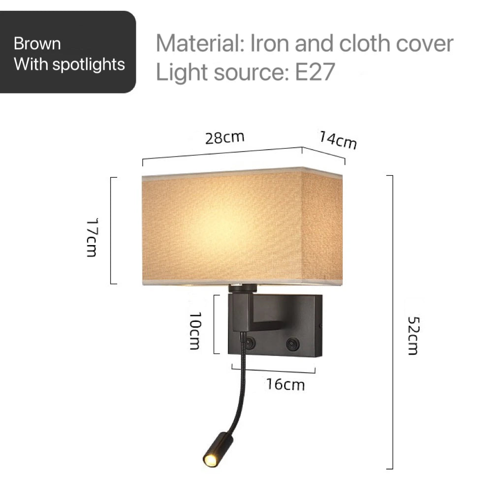 Modern Bedroom Bedside Hotel Wall Lamp Decoration Fabric Sconce Lights Reading Lighting Spotlight Simple Cotton Luminaire Indoor
