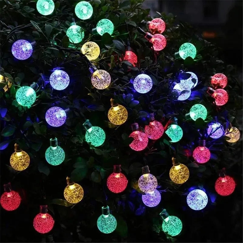1PCS Solar Crystal Globe LED String Lights 20/60 LED 8 Lighting Modes  Fairy Light Christmas Garland for Garden Party Decor