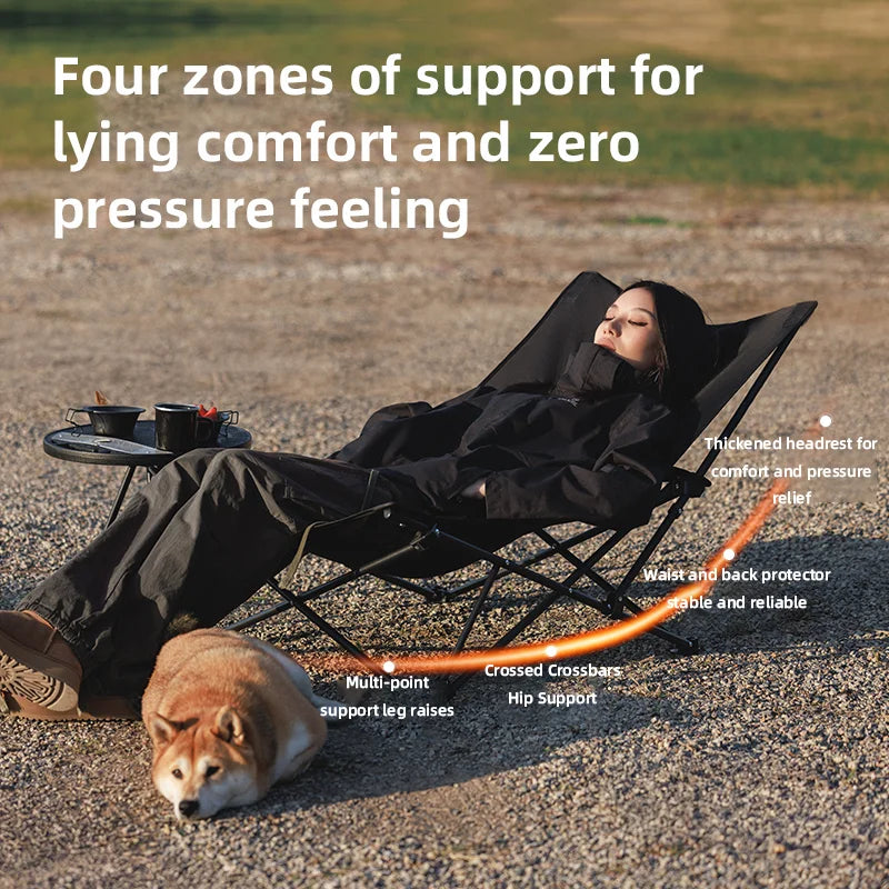 Blackdog Outdoor Folding Recliner Fishing Chair With Cotton Pillow Nap Chair Home Leisure Lazy Chair Portable Storage Camping