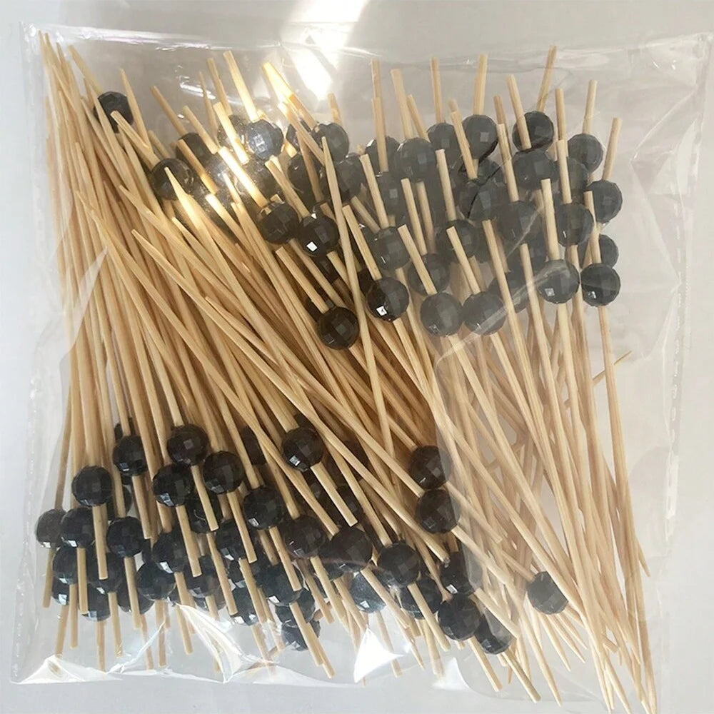 100pcs /50pcs Bamboo Fruit Fork Cocktail Prikker Skewers Disposable Fruit Fork Cocktail Prikkers Forks Food Picks Wedding Party