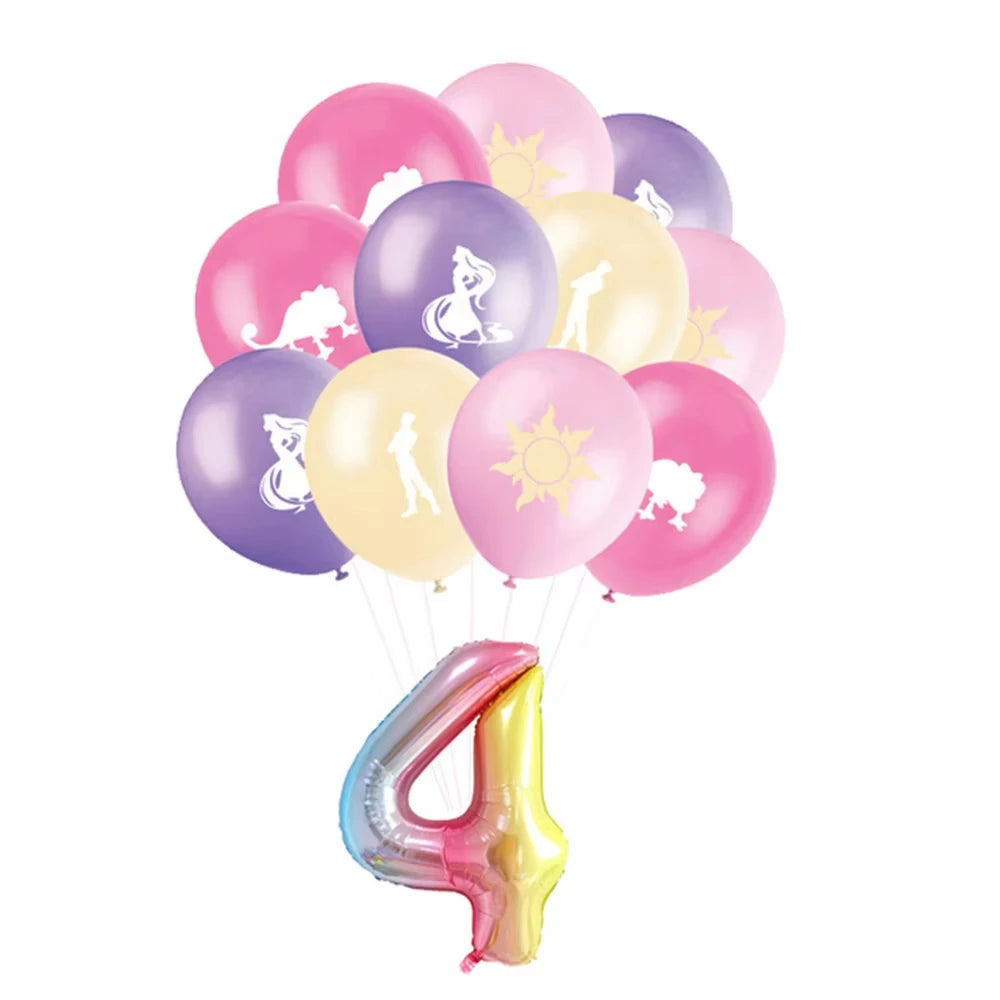 Disney Tangled Rapunzel Princess Party Decorations Disposable Paper Cup Plate Banner Balloons for Girls Birthday Party Supplies