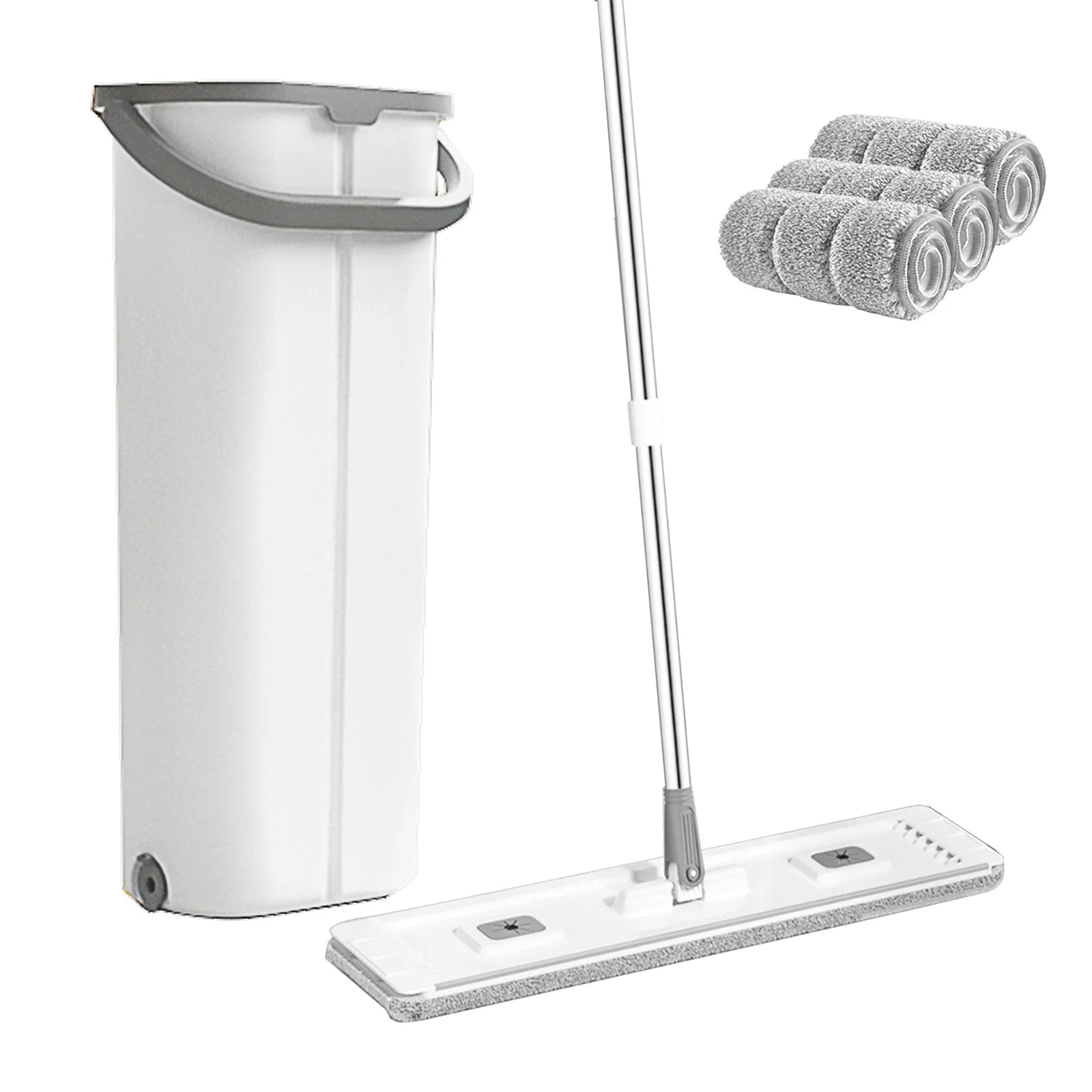 Floor Flat Squeeze Mop with Bucket Hand Free Lazy Cleaning Mop Microfiber 360 Rotating Self-Wringing Mop House Cleaning