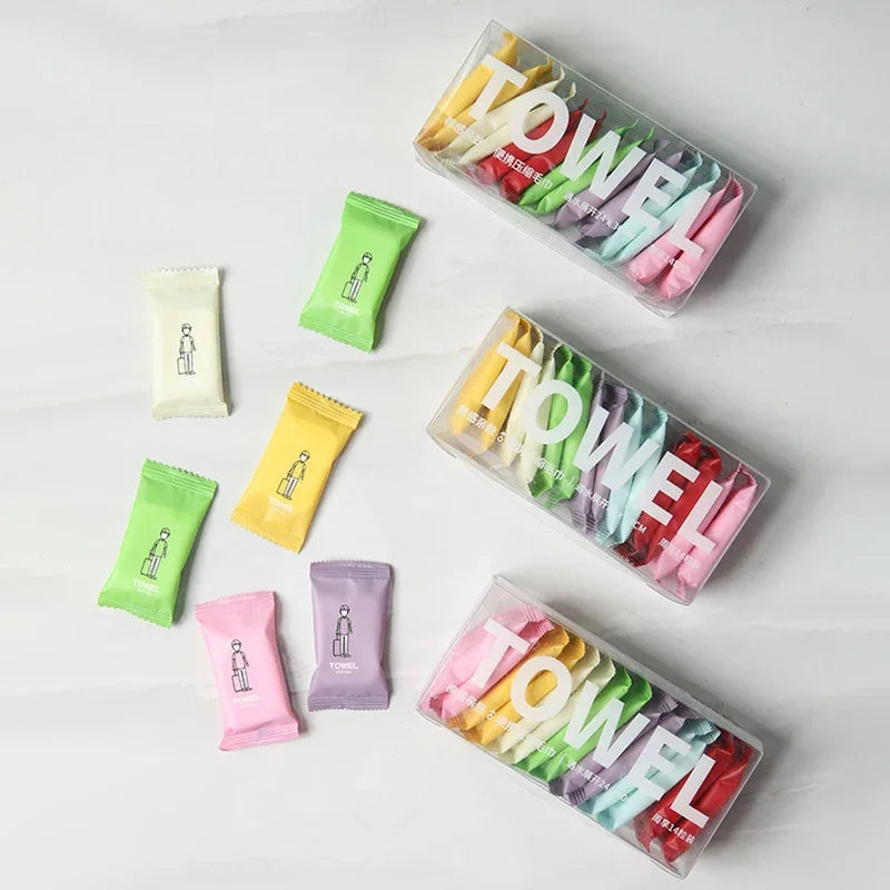 Disposable Washcloth Set 7 14pcs Portable Travel Towel Compressed Face Cleansing Beauty Square Thickened Cotton Wipes Camping