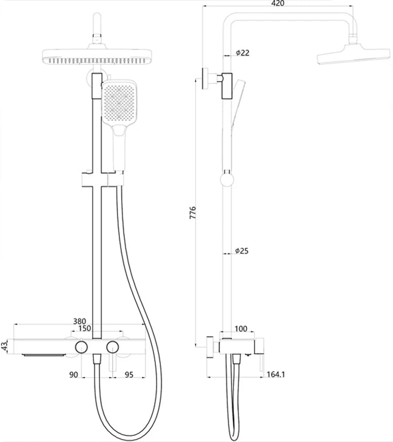 Bathroom Shower System Set Hot and Cold Control Multifunctional Knobbed Triple Function Water Outlet  Pressurized Shower Set