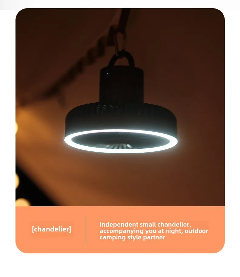 New 10000mAh Camping Fan with Power Bank LED Lighting Rechargeable Desktop Portable Circulator Outdoor Ceiling Electric Fan 2025