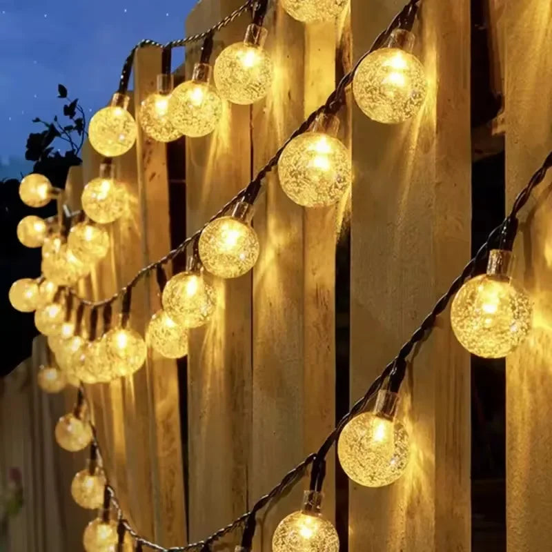 1PCS Solar Crystal Globe LED String Lights 20/60 LED 8 Lighting Modes  Fairy Light Christmas Garland for Garden Party Decor