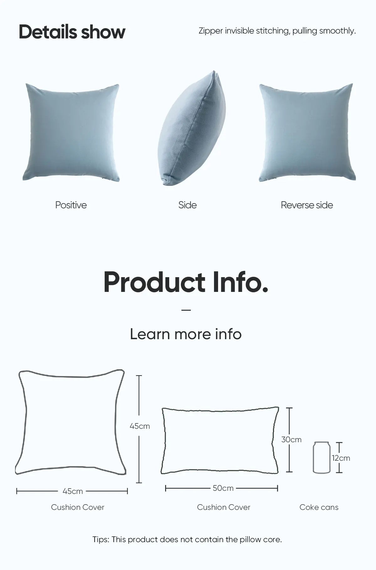 LEEJOOM Light Blue Baby Blue Pillow Covers Plaid Home Decorative Sofa Cushion Cover 30x50cm/45x45cm 1PC