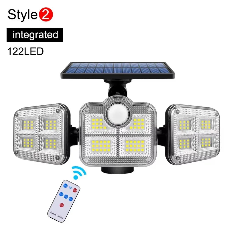 122/333LED Solar Lights Outdoor Motion Sensor Human Induction 3 Modes IP65 Waterproof Solar Power Garage Yard Corridor Wall Lamp
