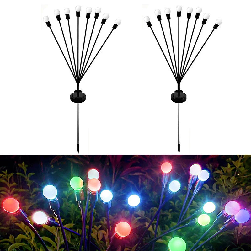 6/8/10 LEDs Outdoor Summer Garden Solar Firefly Lanw Lamp Courtyard Corridor Holiday Atmosphere Decor Landscape Ground Lights