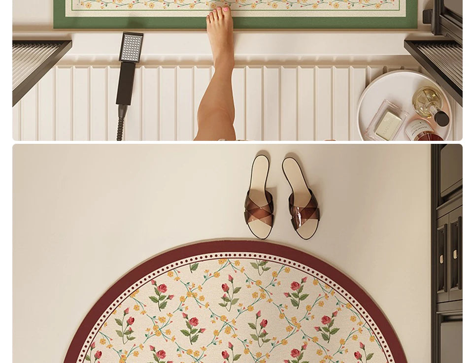 Bathroom Mat Semicircular Rug Absorbent Toilet Carpet Doormat Floor Mats Water-absorbent Soft Washable Bath Non-slip Area Rugs