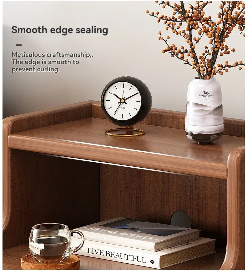 Bedside cabinet, household small bedroom storage, narrow cabinet, mini storage shelf, solid wood color, multi-purpose storage