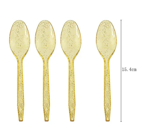 Transparent gold powder colored tableware Theme Birthday Decorations Party Disposable Tableware Paper Napkins Cups Plates