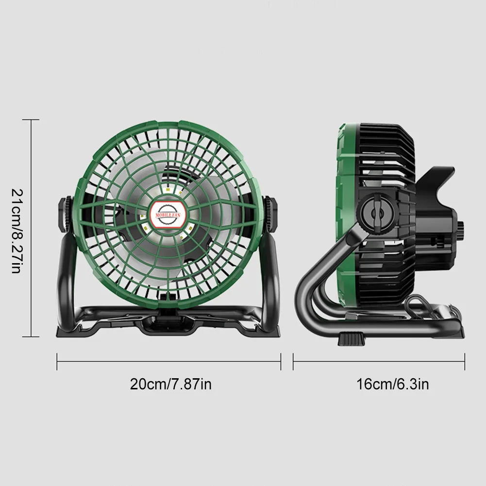 Portable Camping Fan with LED Camping Lamp USB Rechargeable Outdoor Tent Fan 4400mAh Camping Air Circulators for Fishing Picnic