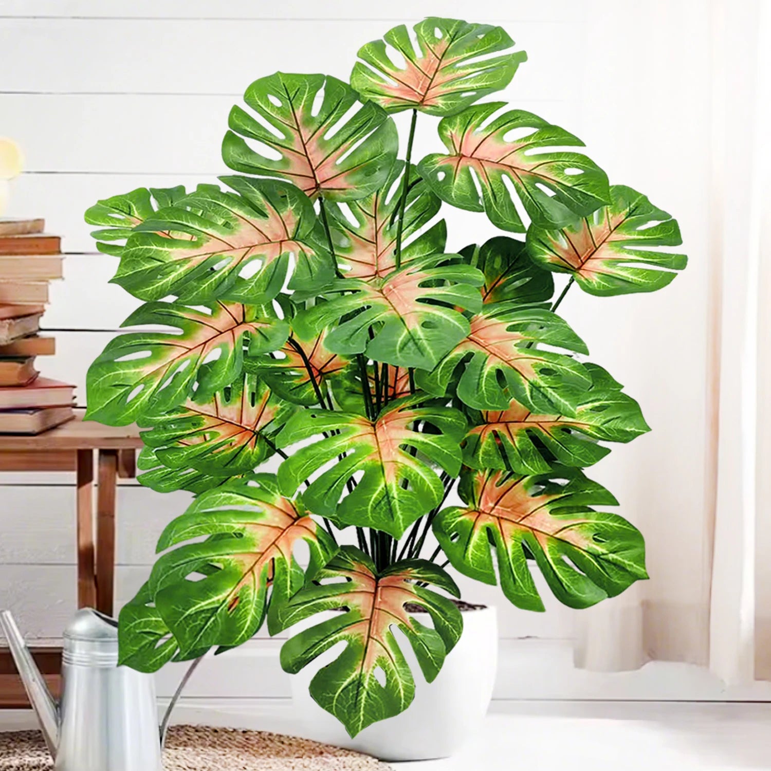 40-103cm /40.5in Artificial Monstera Plants Fake Palm Tree Plastic Turtle Leaves Green Tall Plants For Home Garden Room Decor