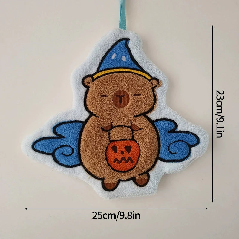 Halloween Hand Towel Soft Absorbent Handkerchief Cute Cartoon Ghost Capibara Pumpkin Hand Towel Bathroom Hanging Hand towels