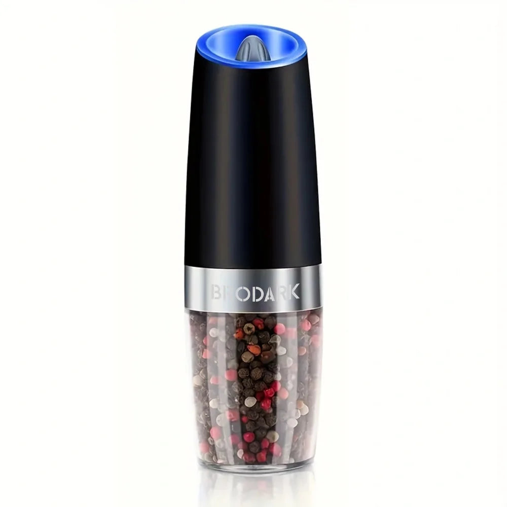 1/2pcs Gravity Electric Salt And Pepper Grinder Set, Battery Powered LED Light One HandAutomatic Operation