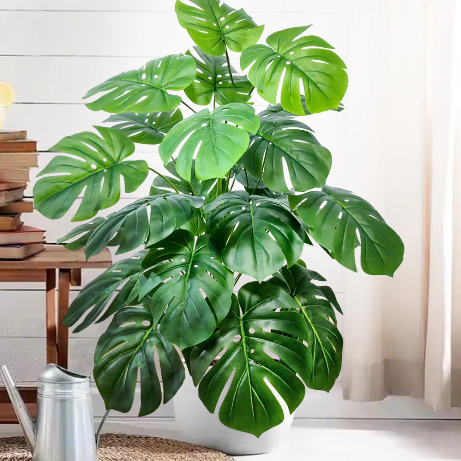 40-103cm /40.5in Artificial Monstera Plants Fake Palm Tree Plastic Turtle Leaves Green Tall Plants For Home Garden Room Decor