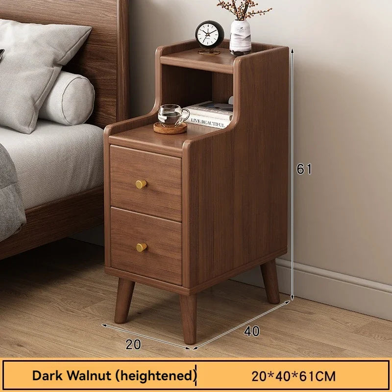 Bedside cabinet, household small bedroom storage, narrow cabinet, mini storage shelf, solid wood color, multi-purpose storage
