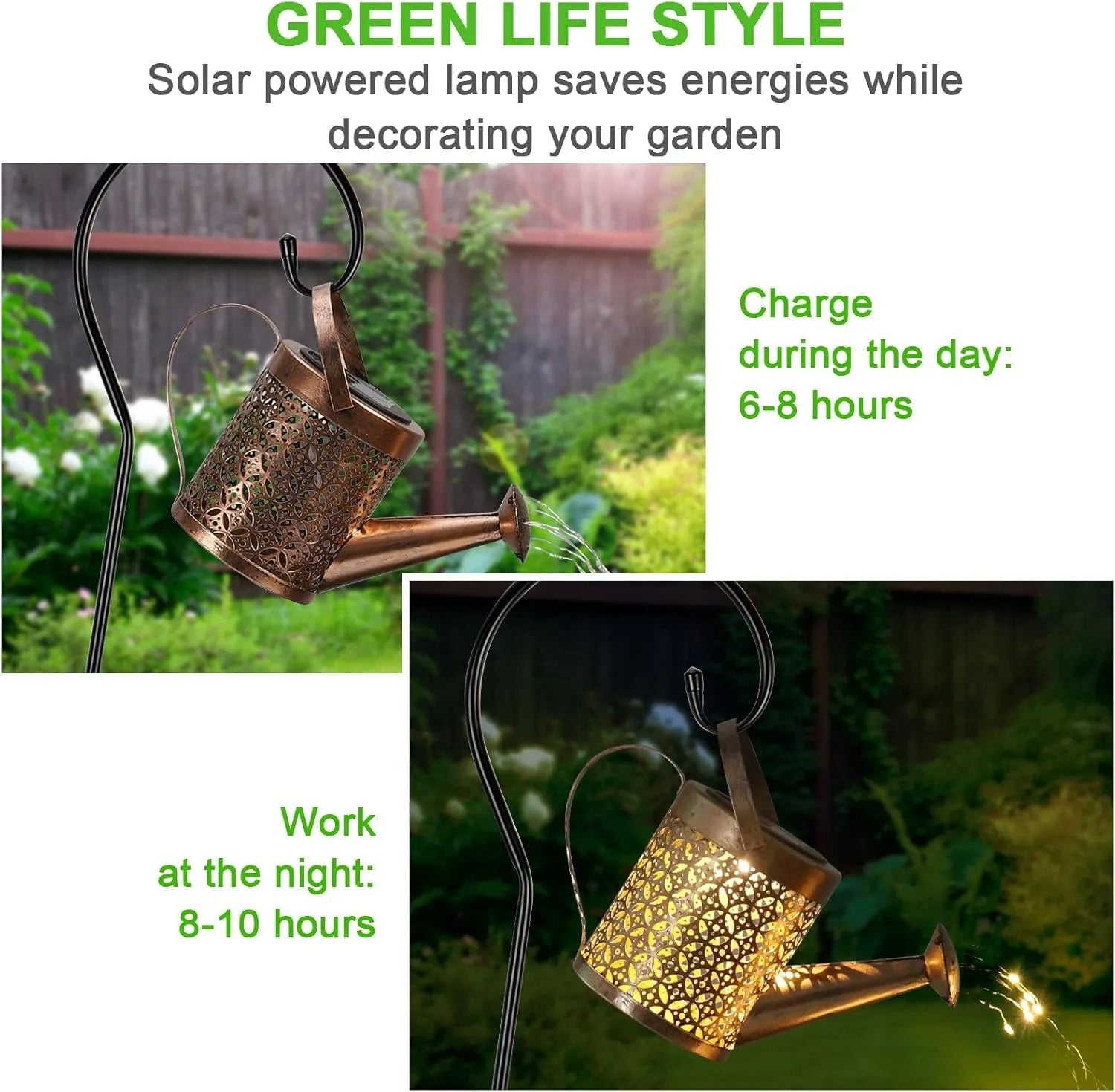 Solar LED Watering Can Lamp Iron Star Pot Shower Light Ground Lamp Outdoor Garden Decoration Landscape Lamp Trail Lawn Yard