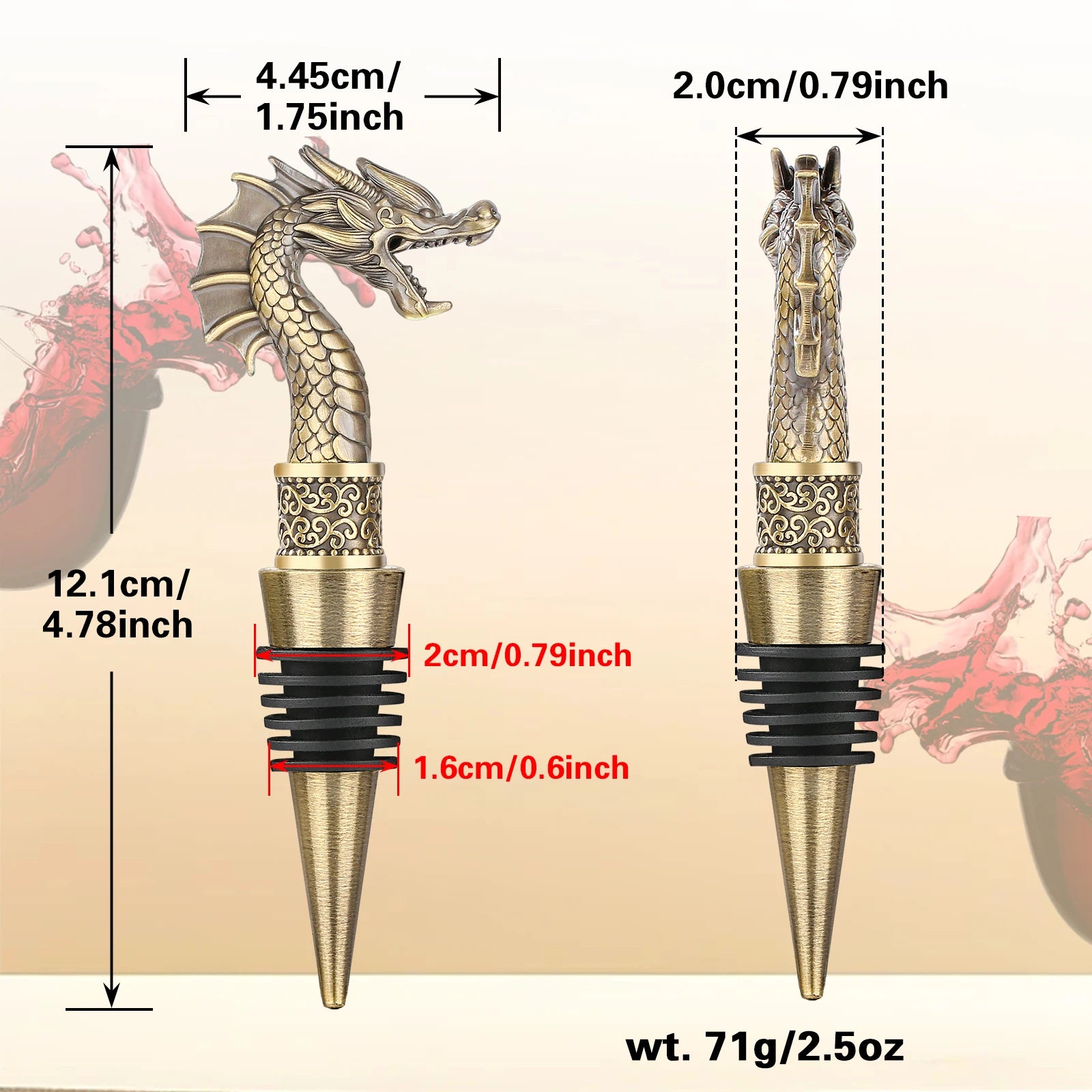 LKKCHER Useful 2-in-1 Dragon Head Wine Stopper and Opener Fashion Home Bar Ornaments Bottle Saver 2024 New Year Gifts for Men