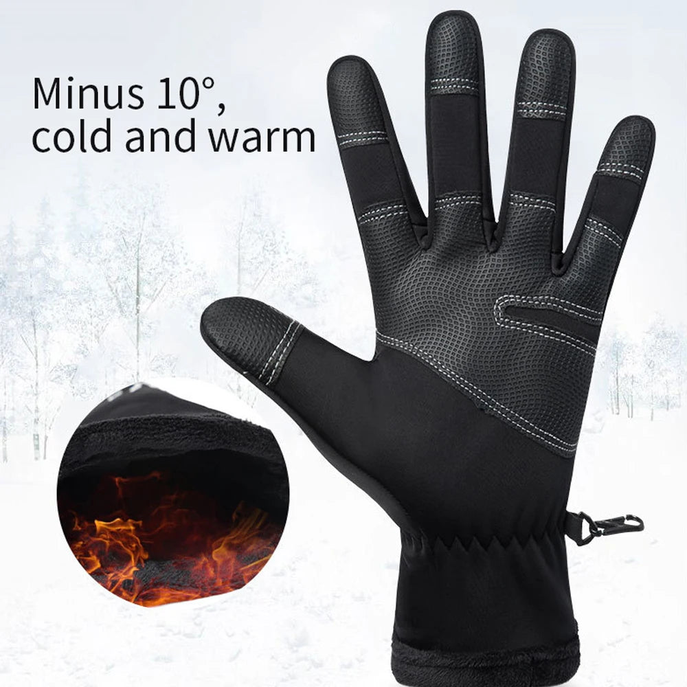 Motorcycle Gloves Winter Thermal Fleece Lined Winter Cold-proof Full Finger Military Glove Waterproof Riding Accesso